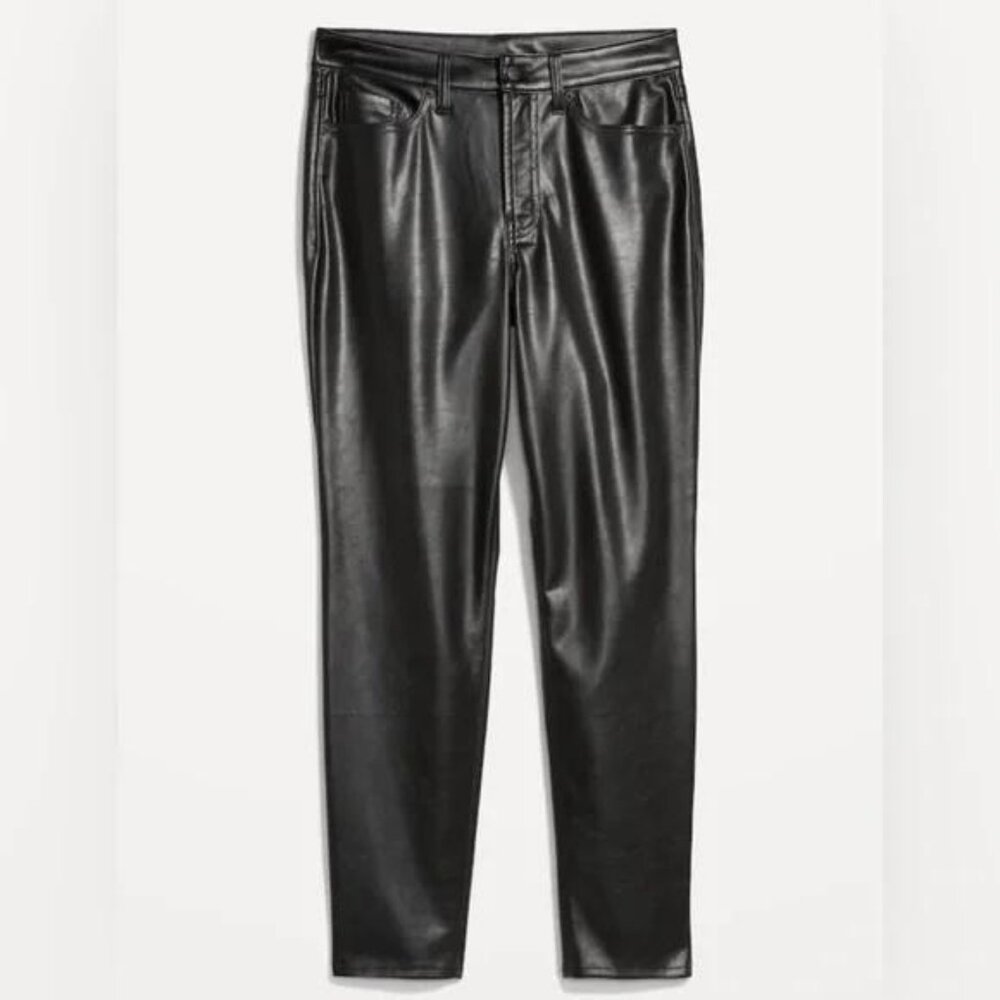 NWT Old Navy High-Waisted OG Straight Faux-Leather Ankle Pants - Picture 4 of 8